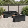 Image de Vidaxl Salon De Jardin 11 Pcs Avec Coussins Noir RÃ©sine TressÃ©e
