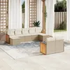 Image de vidaXL Vidaxl Salon De Jardin Avec Coussins 9 Pcs Beige Résine Tressée
