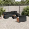 Image de vidaXL Salon de jardin 10 pcs avec coussins noir résine tressée