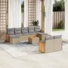 Image de vidaXL Vidaxl Salon De Jardin Avec Coussins 10 Pcs Beige Résine Tressée