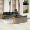 Image de vidaXL Salon de jardin avec coussins 10 pcs gris résine tressée