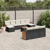 Image de vidaXL Salon de jardin 11 pcs avec coussins noir résine tressée