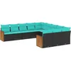 Image de vidaXL Vidaxl Salon De Jardin 11 Pcs Avec Coussins Noir Résine Tressée