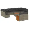 Image de Vidaxl Salon De Jardin Avec Coussins 12 Pcs Gris RÃ©sine TressÃ©e