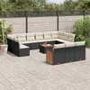Image de vidaXL Salon de jardin avec coussins 14 pcs noir résine tressée