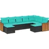 Image de Vidaxl Salon De Jardin 9 Pcs Avec Coussins Noir RÃ©sine TressÃ©e