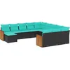 Image de vidaXL Vidaxl Salon De Jardin Avec Coussins 12 Pcs Noir Résine Tressée