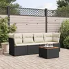 Image de vidaXL Salon de jardin 5 pcs avec coussins noir résine tressée