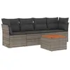 Image de vidaXL Salon de jardin 5 pcs avec coussins gris résine tressée3223477