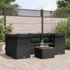 Image de vidaXL Salon de jardin 7 pcs avec coussins noir résine tressée