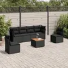 Image de vidaXL Salon de jardin 7 pcs avec coussins noir résine tressée