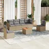 Image de Vidaxl Salon De Jardin Avec Coussins 7 Pcs Beige RÃ©sine TressÃ©e