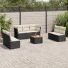 Image de Vidaxl Salon De Jardin 8 Pcs Avec Coussins Noir RÃ©sine TressÃ©e