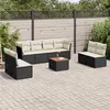 Image de vidaXL Salon de jardin 9 pcs avec coussins noir résine tressée