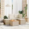 Image de vidaXL Salon de jardin avec coussins 5 pcs beige résine tressée