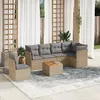 Image de Vidaxl Salon De Jardin Avec Coussins 7 Pcs Beige RÃ©sine TressÃ©e
