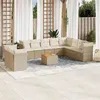 Image de vidaXL Salon de jardin 11 pcs avec coussins beige résine tressée