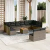 Image de vidaXL Salon de jardin avec coussins 13 pcs gris résine tressée3223897