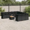 Image de Vidaxl Salon De Jardin 12 Pcs Avec Coussins Noir RÃ©sine TressÃ©e