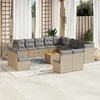 Image de vidaXL Vidaxl Salon De Jardin Avec Coussins 14 Pcs Beige Résine Tressée