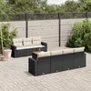 Image de vidaXL Salon de jardin 8 pcs avec coussins noir résine tressée3224026