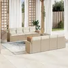Image de Vidaxl Salon De Jardin Avec Coussins 9 Pcs Beige RÃ©sine TressÃ©e