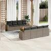 Image de Vidaxl Salon De Jardin 9 Pcs Avec Coussins Gris RÃ©sine TressÃ©e