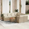 Image de Vidaxl Salon De Jardin Avec Coussins 9 Pcs Beige RÃ©sine TressÃ©e