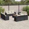 Image de vidaXL Salon de jardin avec coussins 13 pcs noir résine tressée3224054