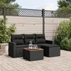 Image de vidaXL Salon de jardin 5 pcs avec coussins noir résine tressée