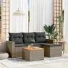 Image de Vidaxl Salon De Jardin 5 Pcs Avec Coussins Gris RÃ©sine TressÃ©e