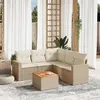 Image de vidaXL Salon de jardin avec coussins 6 pcs beige résine tressée