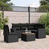 Image de vidaXL Salon de jardin 6 pcs avec coussins noir résine tressée