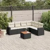 Image de vidaXL Salon de jardin 7 pcs avec coussins noir résine tressée