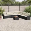 Image de vidaXL Salon de jardin 10 pcs avec coussins noir résine tressée3224166