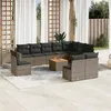 Image de vidaXL Salon de jardin 11 pcs avec coussins gris résine tressée3224177