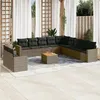Image de vidaXL Salon de jardin avec coussins 12 pcs gris résine tressée3224205
