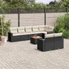 Image de vidaXL Salon de jardin 9 pcs avec coussins noir résine tressée