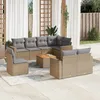 Image de Vidaxl Salon De Jardin Avec Coussins 9 Pcs Beige RÃ©sine TressÃ©e