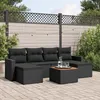 Image de Vidaxl Salon De Jardin 7 Pcs Avec Coussins Noir RÃ©sine TressÃ©e