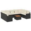 Image de vidaXL Salon de jardin 10 pcs avec coussins noir résine tressée3224264