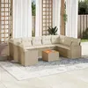 Image de vidaXL Salon de jardin avec coussins 10 pcs beige résine tressée3224266