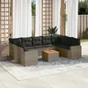 Image de Vidaxl Salon De Jardin Avec Coussins 10 Pcs Gris RÃ©sine TressÃ©e