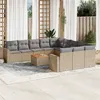 Image de vidaXL Salon de jardin avec coussins 12 pcs beige résine tressée3224351