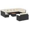 Image de vidaXL Salon de jardin avec coussins 13 pcs noir résine tressée3224355