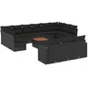 Image de vidaXL Salon de jardin avec coussins 14 pcs noir résine tressée3224361