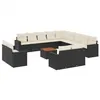 Image de vidaXL Salon de jardin avec coussins 14 pcs noir résine tressée3224397