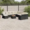 Image de Vidaxl Salon De Jardin 12 Pcs Avec Coussins Noir RÃ©sine TressÃ©e