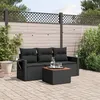 Image de vidaXL Salon de jardin 4 pcs avec coussins noir résine tressée3224431