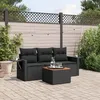 Image de Vidaxl Salon De Jardin 4 Pcs Avec Coussins Noir RÃ©sine TressÃ©e